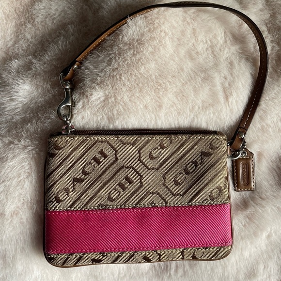 Coach Handbags - Coach Brown and Pink Clutch Wristlet